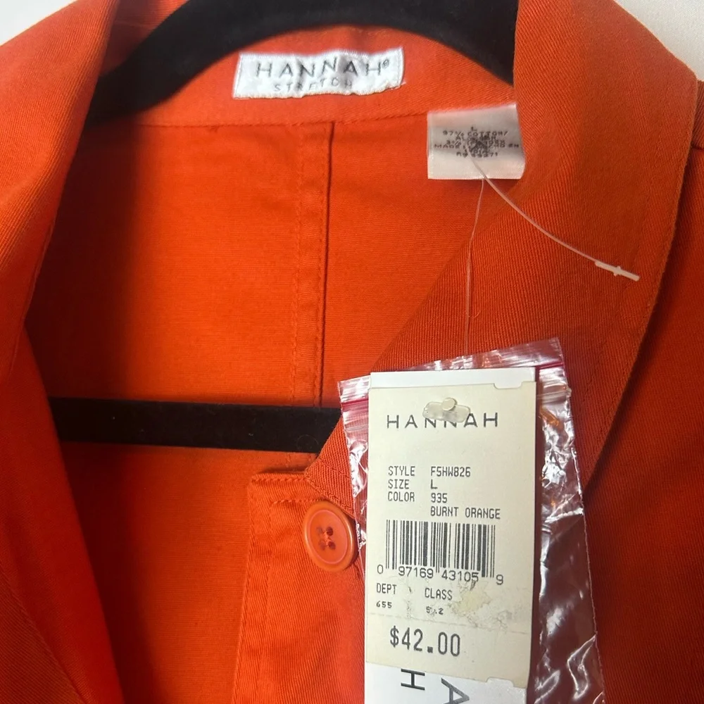 ❗️ Orange Button up business casual cotton jacket size large Hannah Stretch - Picture 6 of 9